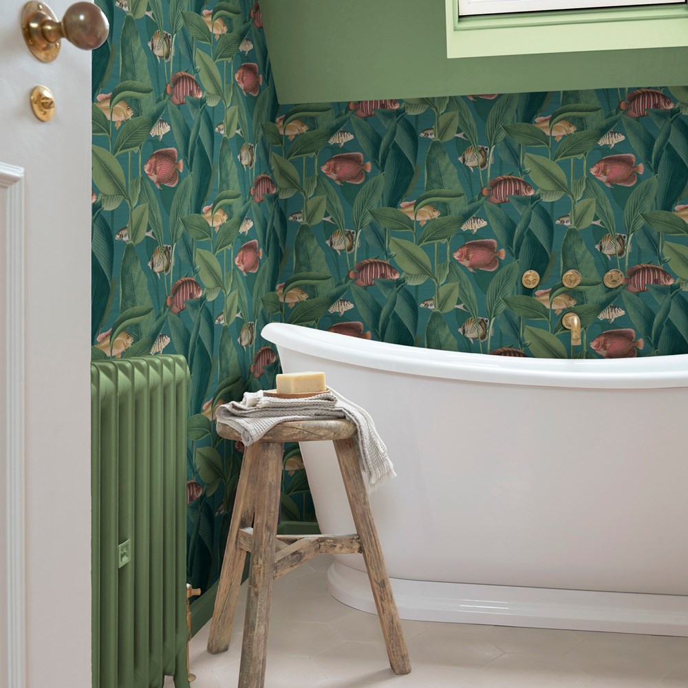 Aquarium Wallpaper 124113 by Graham & Brown in Teal Green